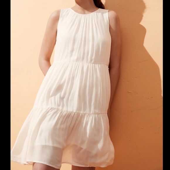 NWT Banana Republic Petite Medium White Tiered Mini Dress - Picture 14 of 14
